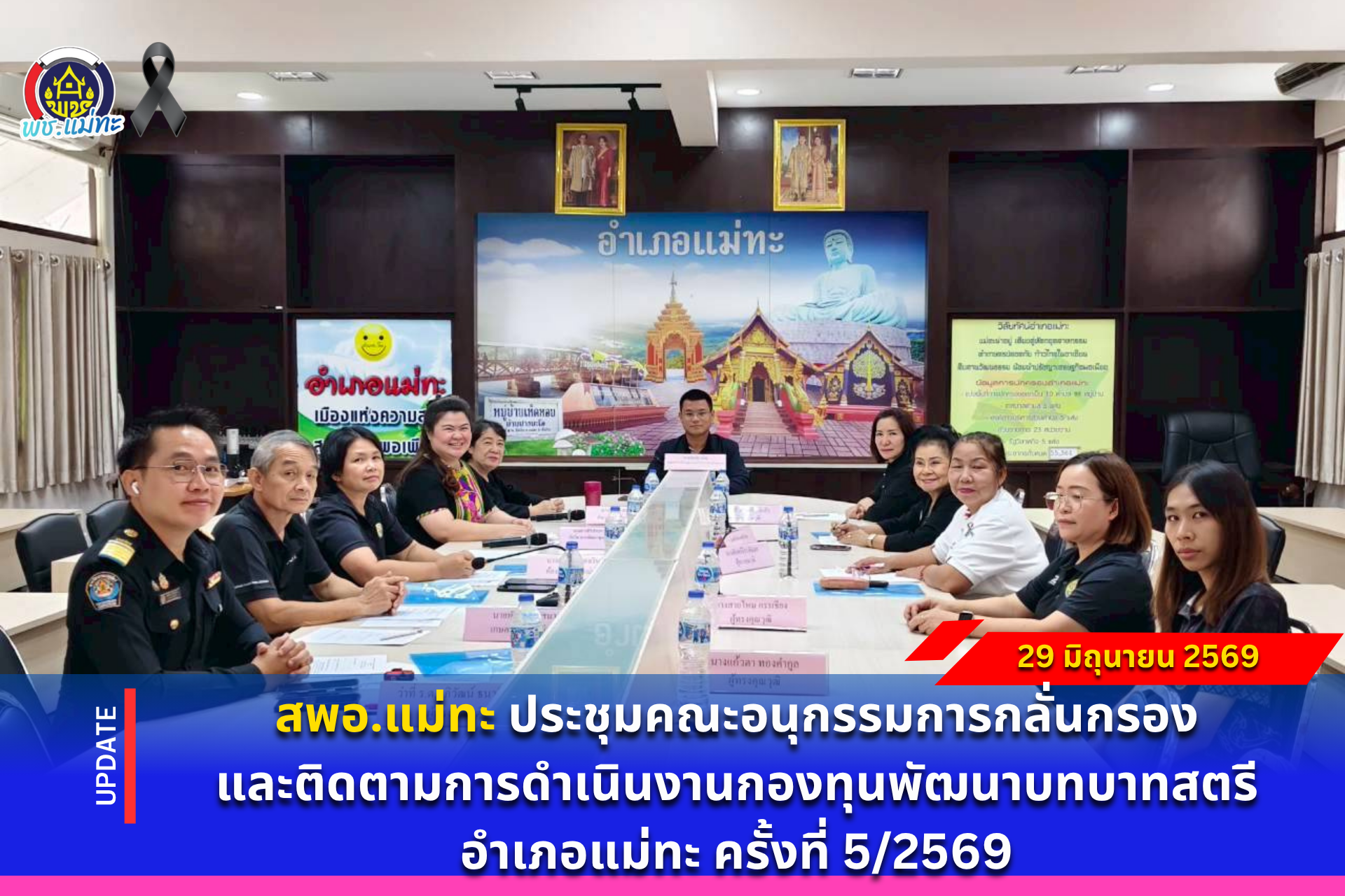 สพอ.แม่ทะ : ประชุมคณะอนุกรรมการกลั่นกรองและติดตามการดำเนินงานกองทุนพัฒนาบทบาทสตรีอำเภอแม่ทะ ครั้งที่ 5/2569